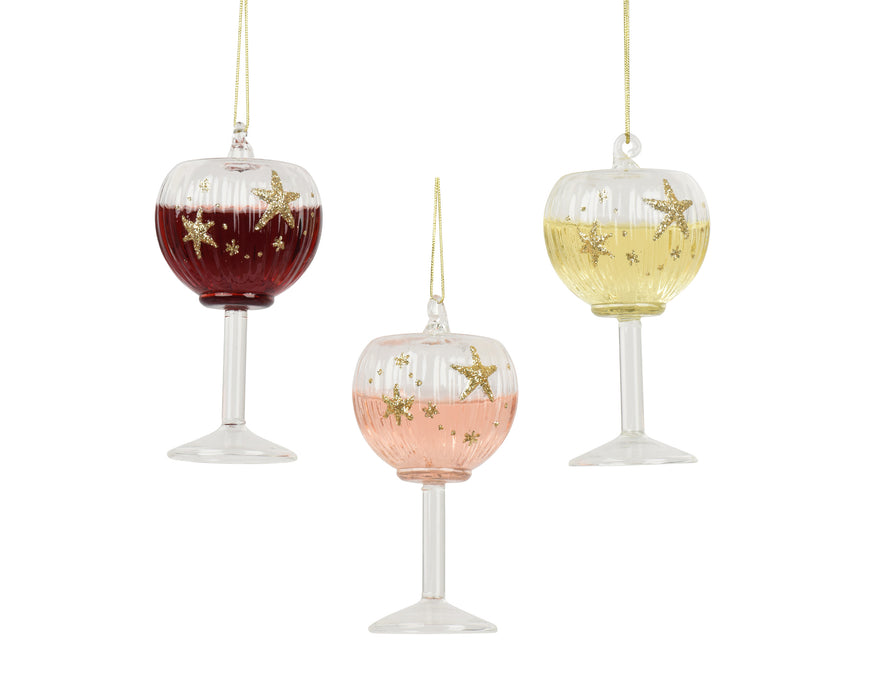 Orn Wine Glass with Stars Filled