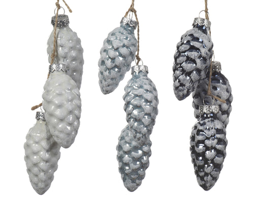 Orn Pine Cone Cluster Blue/White
