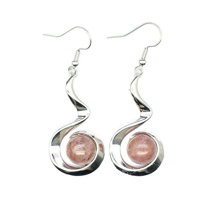 Geometric Dangle Earrings Inlaid with Natural Stone
