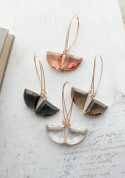Large Brown Glass Earrings | Long Gold Earrings