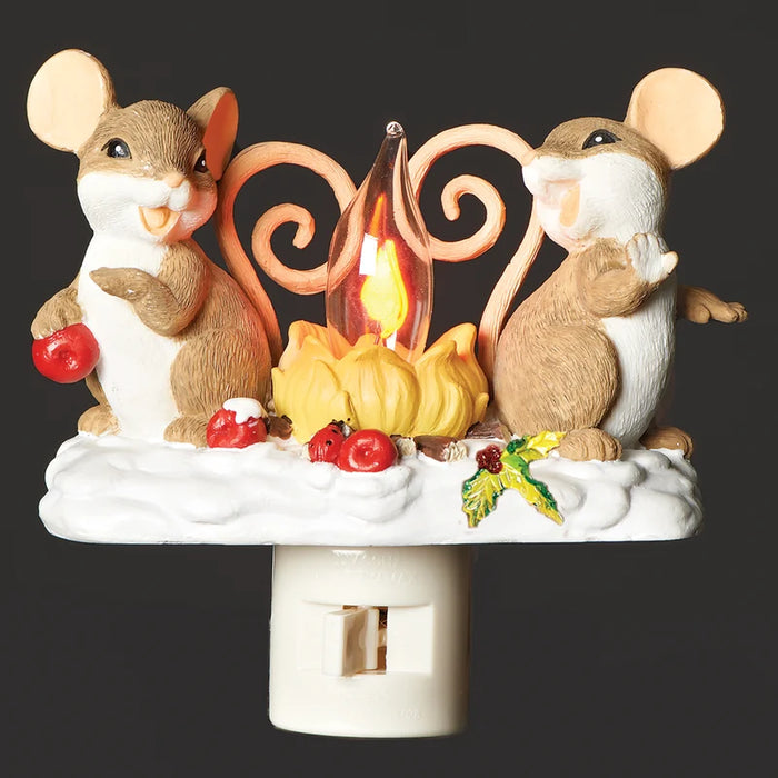 Mice Campfire Nightlight-with flickering flame-plug in