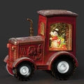 Lighted Swirl Tractor w/Snowman Driving 6.75"H