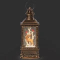 Lighted Swirl Lantern w/Elk Winter Scene