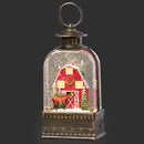 Lighted Swirl Bronze Lantern w/Horse and Barn Scene