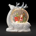 Lighted Swirl Deer w/Santa and Sleigh Inside