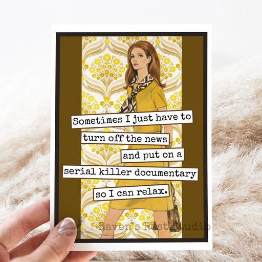 Greeting Card. Turn Off The News... Vintage Retro Funny.