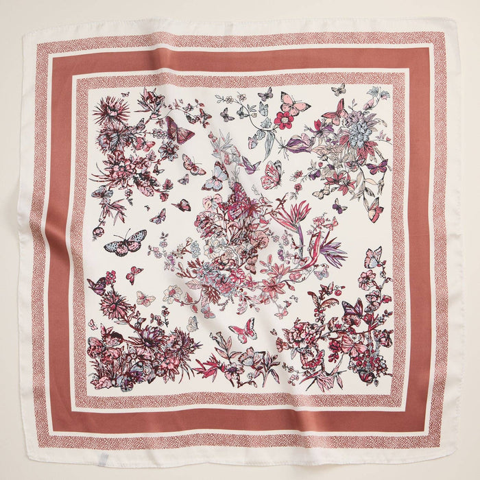Floral Butterfly Silk Texture Square Scarf
