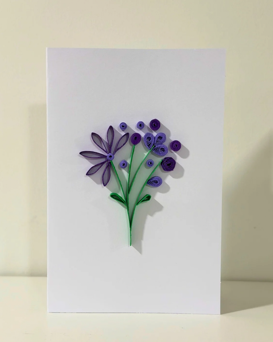 Quilled Bouquet Greeting Card, Handmade Flowers