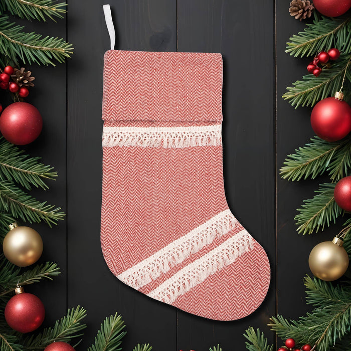 Red Tassel Bohemian Christmas Stockings