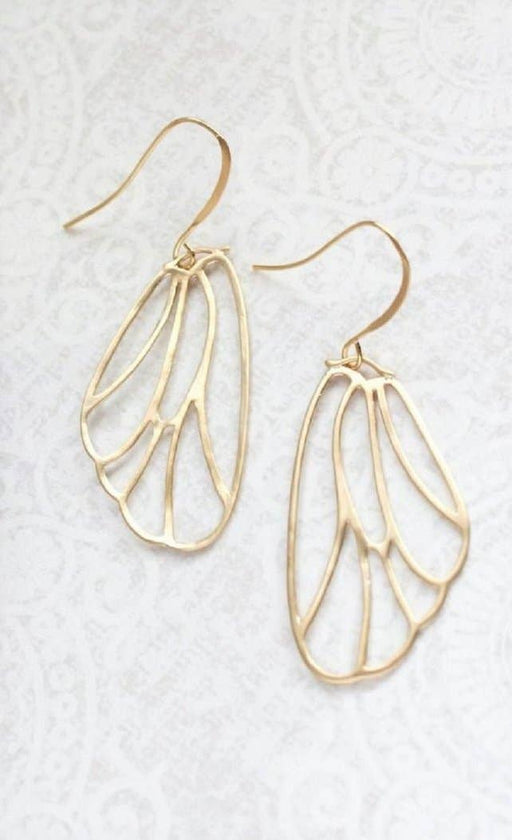 Skeleton Wing Earrings | Matte Gold | Wings and Whimsy