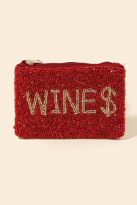 Wines Seed Beaded Coin Purse