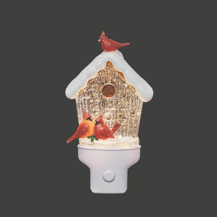 Night-Light-Cardinals on a BIrd House