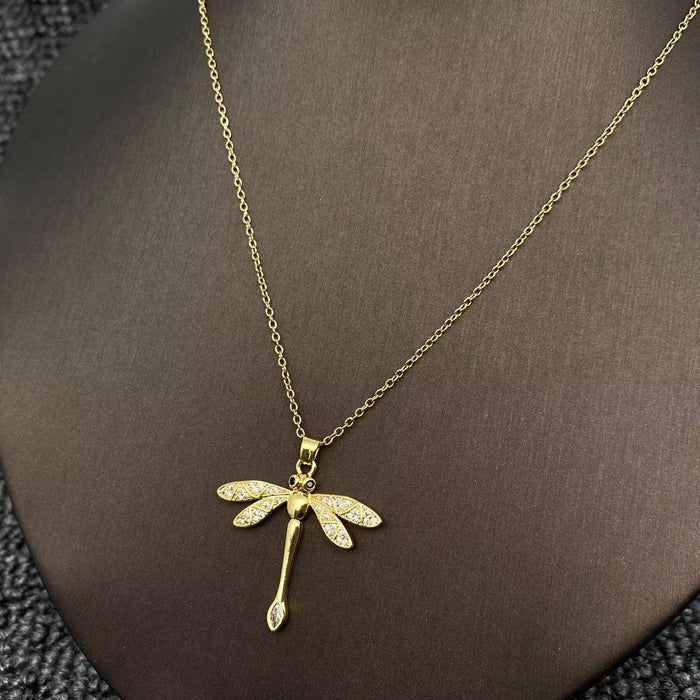 Dragonfly Charm Gold-plated Necklace