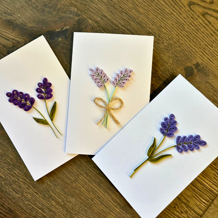 Handmade Quilled Lavender Greeting Card - Unique cards