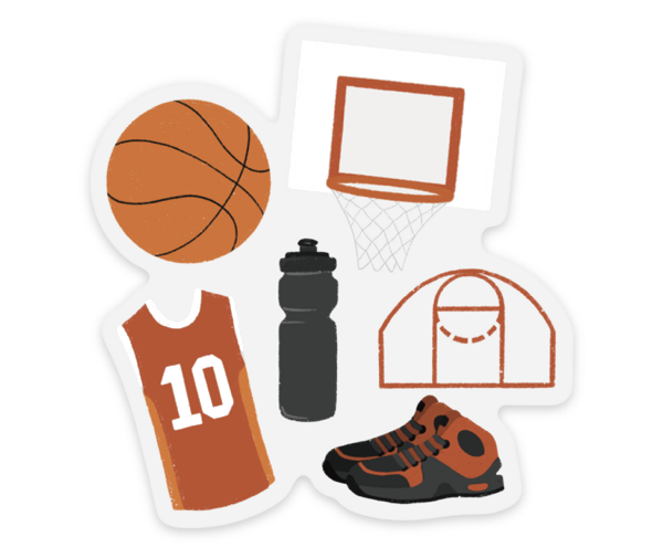 Basketball Illustrations Sticker 3x3"