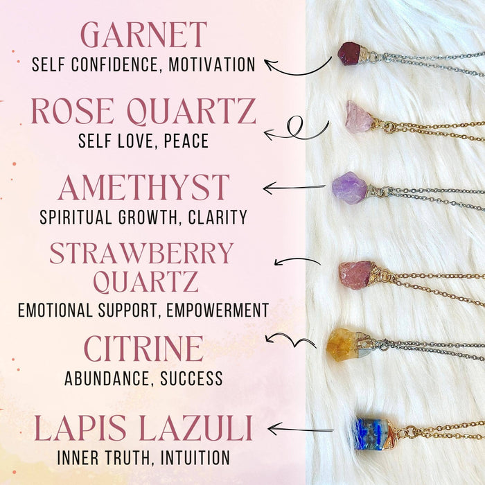 Raw Crystal Necklace - Stainless Steel Spiritual Gift