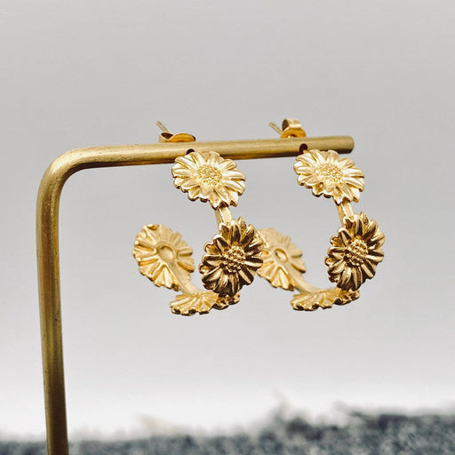 FGS - Daisy 18K Gold Plated Stainless Steel Hoop Earrings