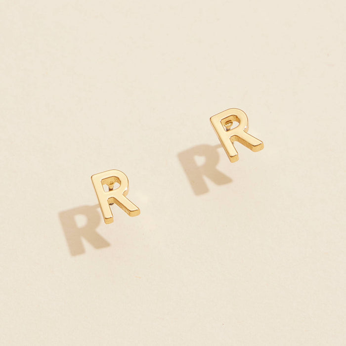 Initial Metal Stud Earrings 16 Assorted Pack