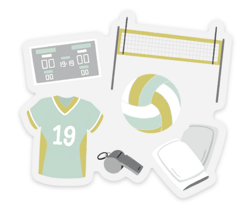 Volleyball Illustrations Sticker 3x3"