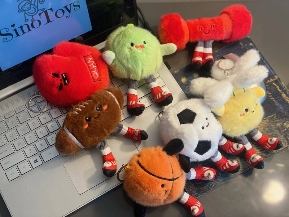 5"  Sports Plush Keychain -basketball, baseball, tennis ball
