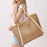 Two Tone Woven Straw Tote Bag