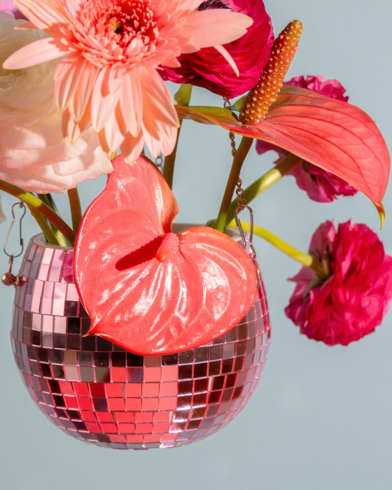 Filtrum Home - Disco Ball Planter - Pink: 8”