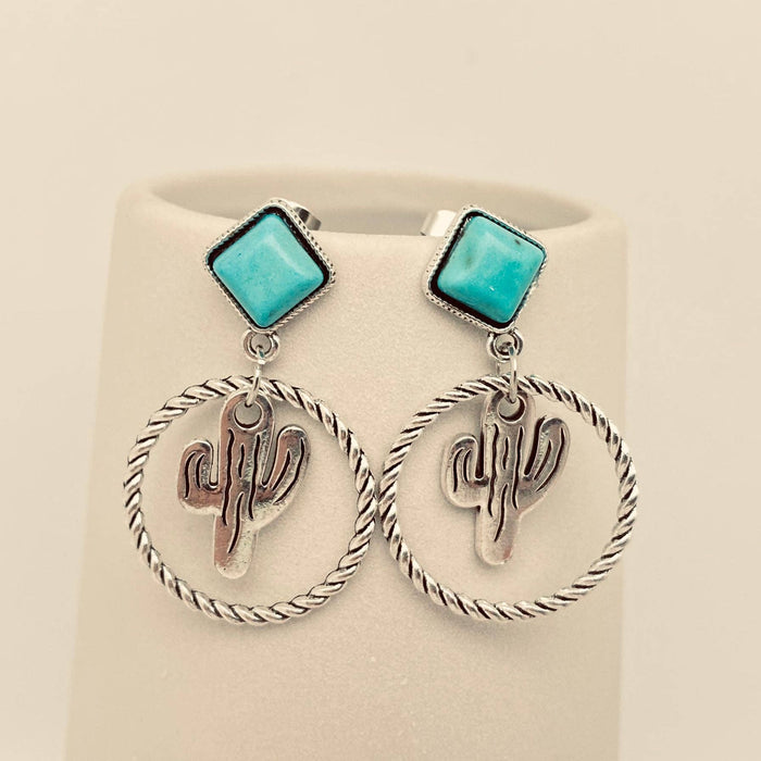 Western Style Sunflower Pendant Post Earrings - WJ
