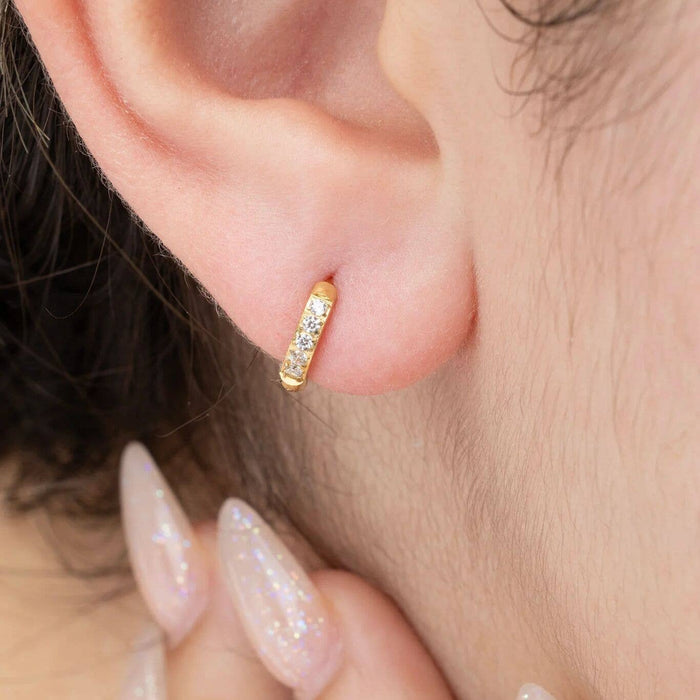 14K Gold Filled PLUS CZ Stone Huggie Earrings