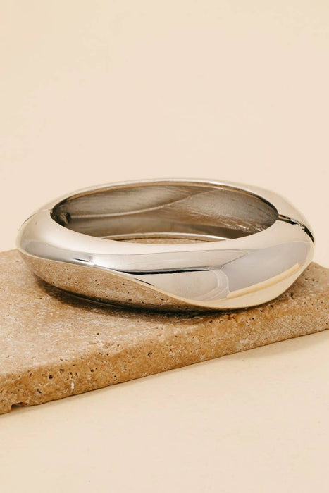 Chunky Dome Sculptural Hinged Bangle Bracelet