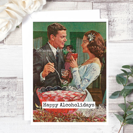Happy Alcoholidays. Christmas Card.