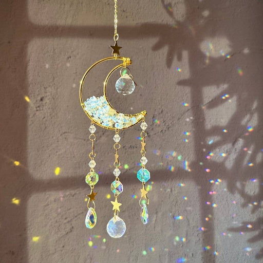 Opalite Moon Suncatcher - Crystal Window Decor Gift
