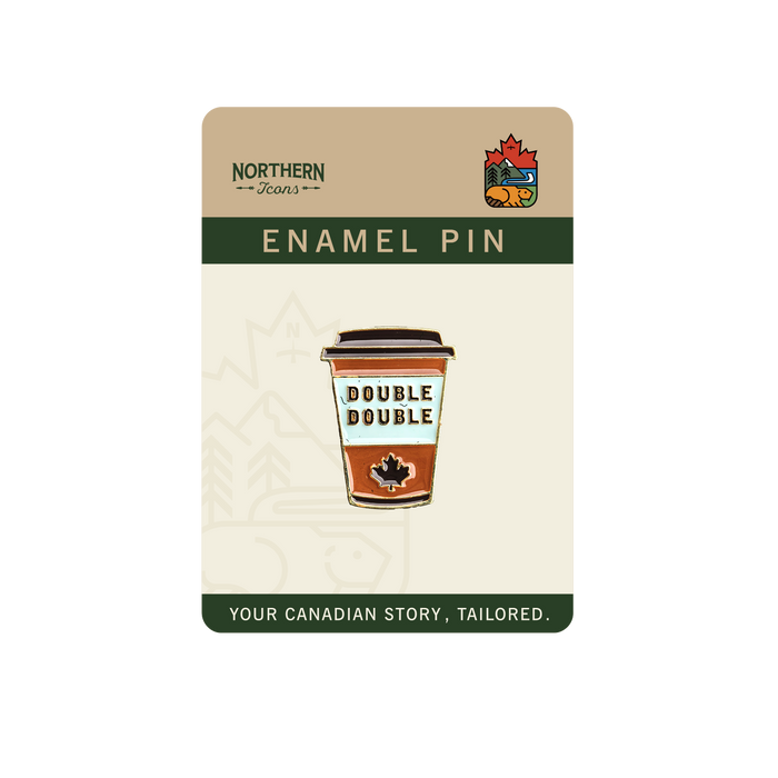 Double Double Coffee Cup Enamel Pin – Canadian Maple Leaf Souvenir Gift Lapel Pins