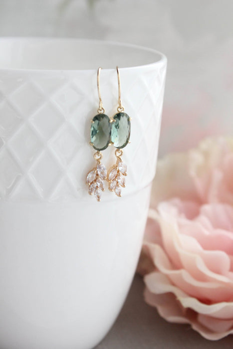 Sparkling Crystal Earrings | Leaf Earring