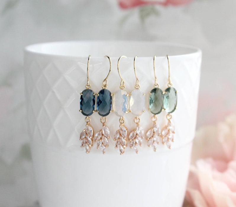 Sparkling Crystal Earrings | Leaf Earring