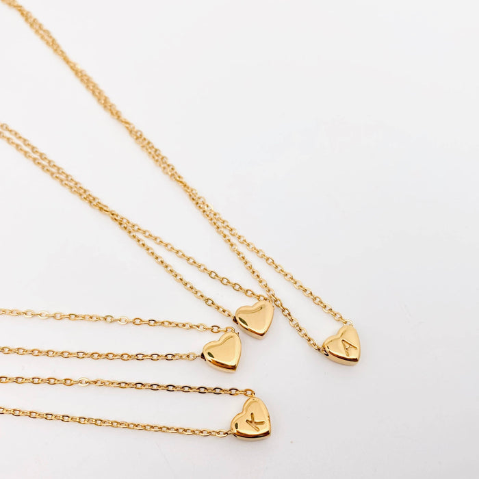 Stainless Steel Heart-shaped Alphabet Pendant Necklace
