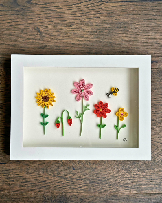 Framed Flower Garden 3D Art, Paper Quilling Flowers Wall Art