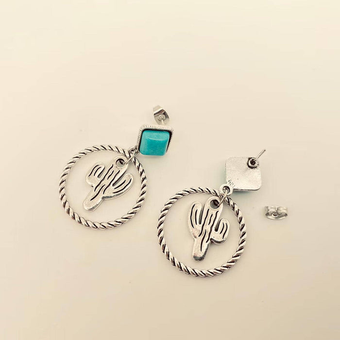 Western Style Sunflower Pendant Post Earrings - WJ
