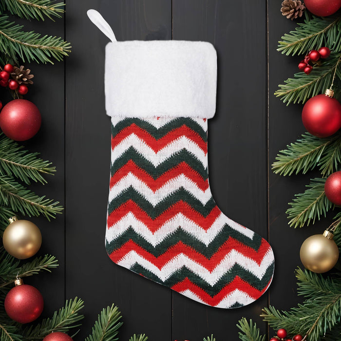 Classic Polka Dot & Striped Knit Christmas Stockings