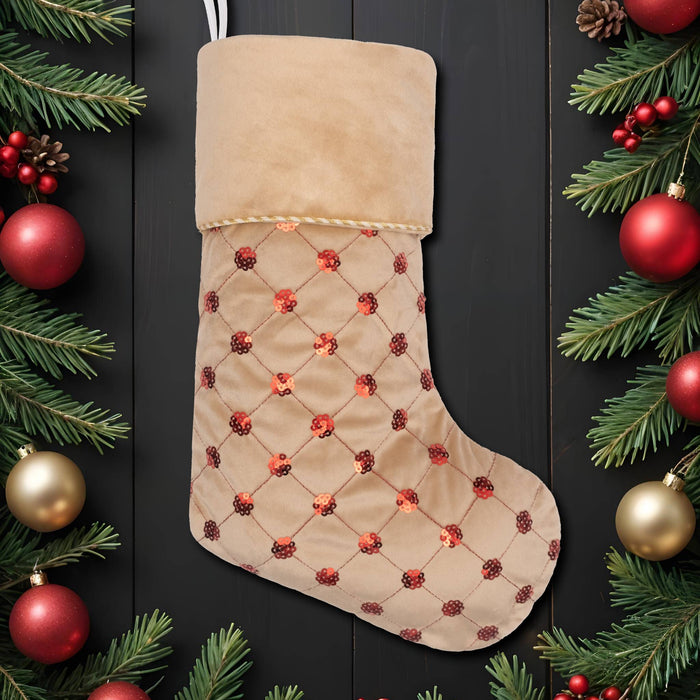 Large Intricate Quilting Style Christmas Stockings