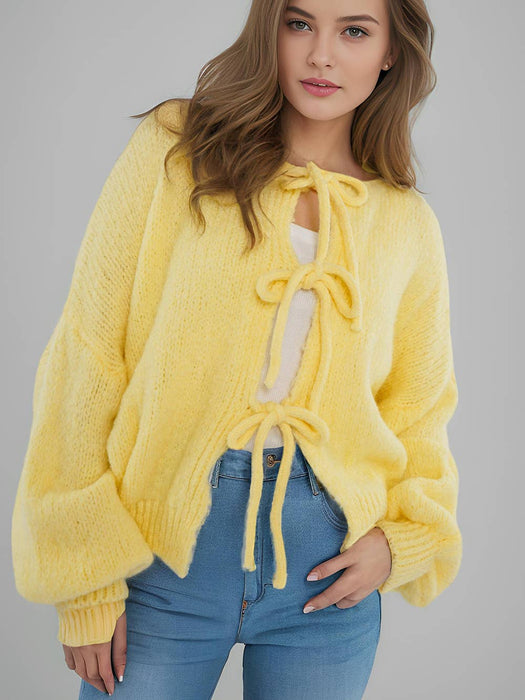 V-neck front tie Cardigan