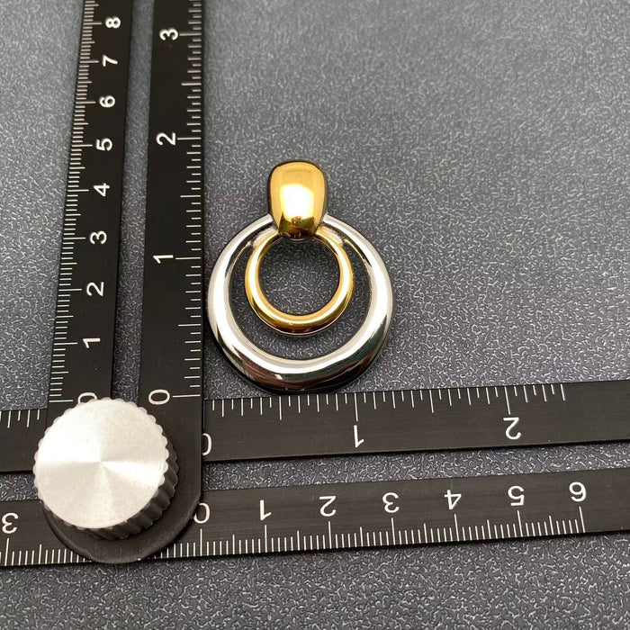 Two Tone 18K Gold Plated SS Hollow Round Post Earrings