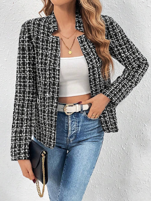 Tweed Plaid Button-Up Jacket – Fall/Winter Outerwear