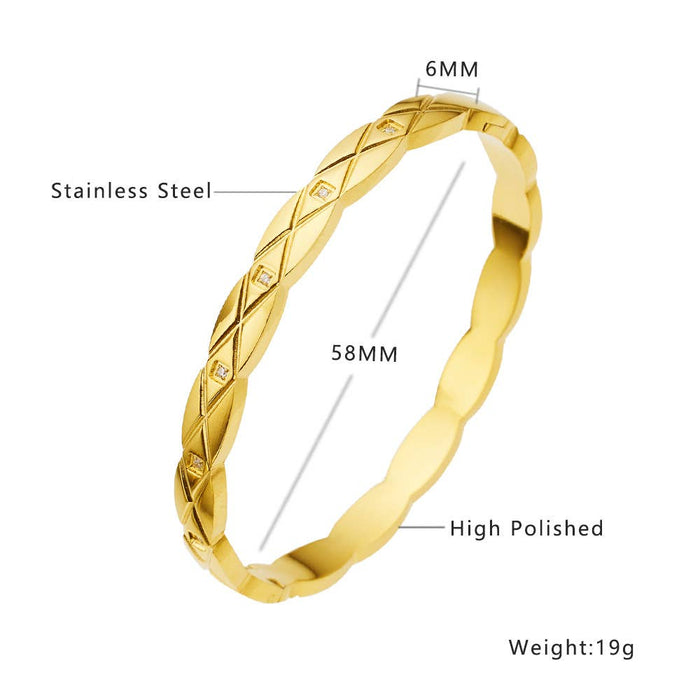 Multi Style 18K Gold Plated Stainless Steel Cuff Bangles-FGS