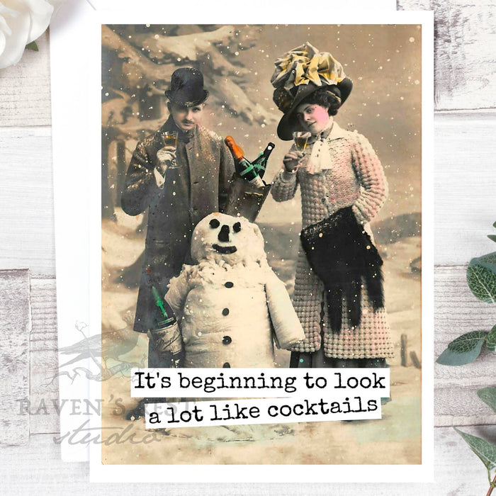 It's Beginning To Look a Lot Like Cocktails. Christmas Card.