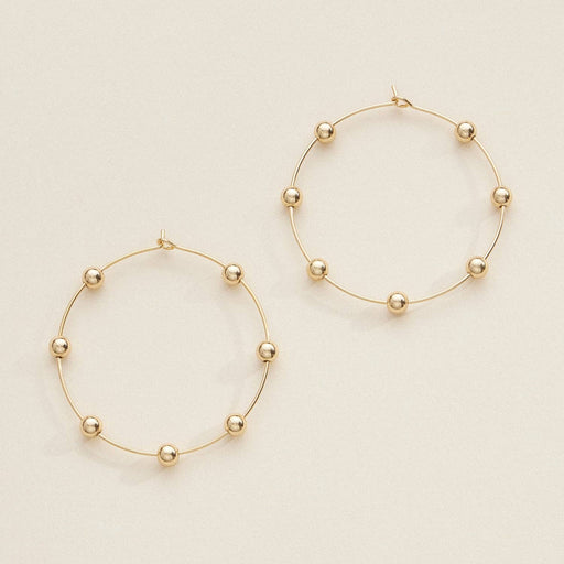 Minimalist Beaded Hoop Earrings Silver Gold Lightweight