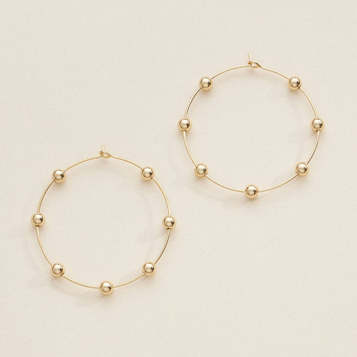 Minimalist Beaded Hoop Earrings Silver Gold Lightweight