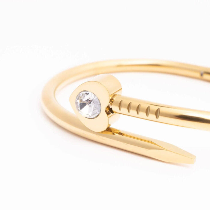18K Gold PVD Stainless Steel Heart with Stone Bangle