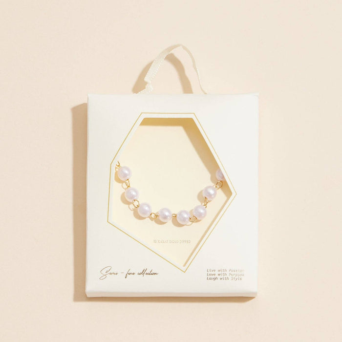 5mm Classic Large Pearl Link 18K Gold Dipped Necklace