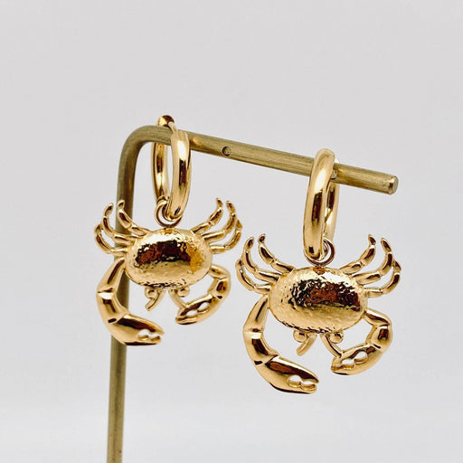 Crab 18k Gold Plated Stainless Steel Huggie Earrings - FGS