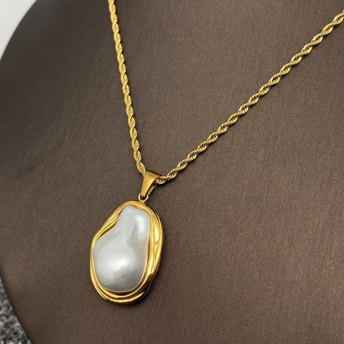 Baroque Pearl 18K Gold Plated SS Twist Chain Necklace - FGS